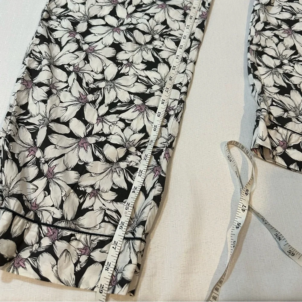 Soma Black White Floral Pajama Lounge Pants L - Picture 6 of 12